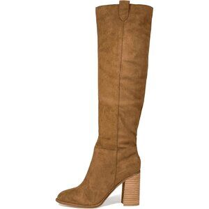 Women's 1 Taupe Suede Knee-high Boots Fall Boot Chunky Block High Heel